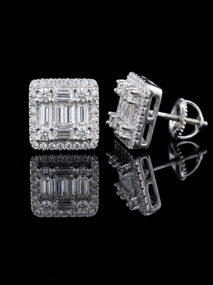 Invisible Set Baguette Moissanite Earrings