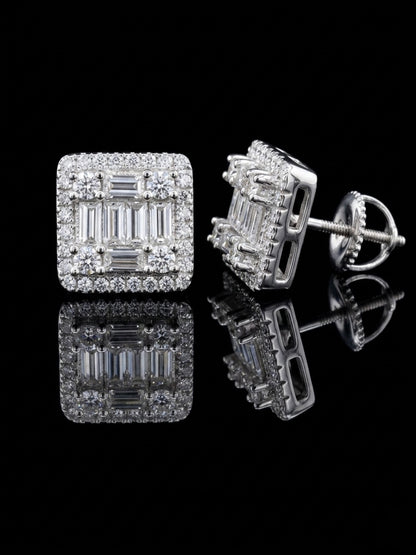 Invisible Set Baguette Moissanite Earrings