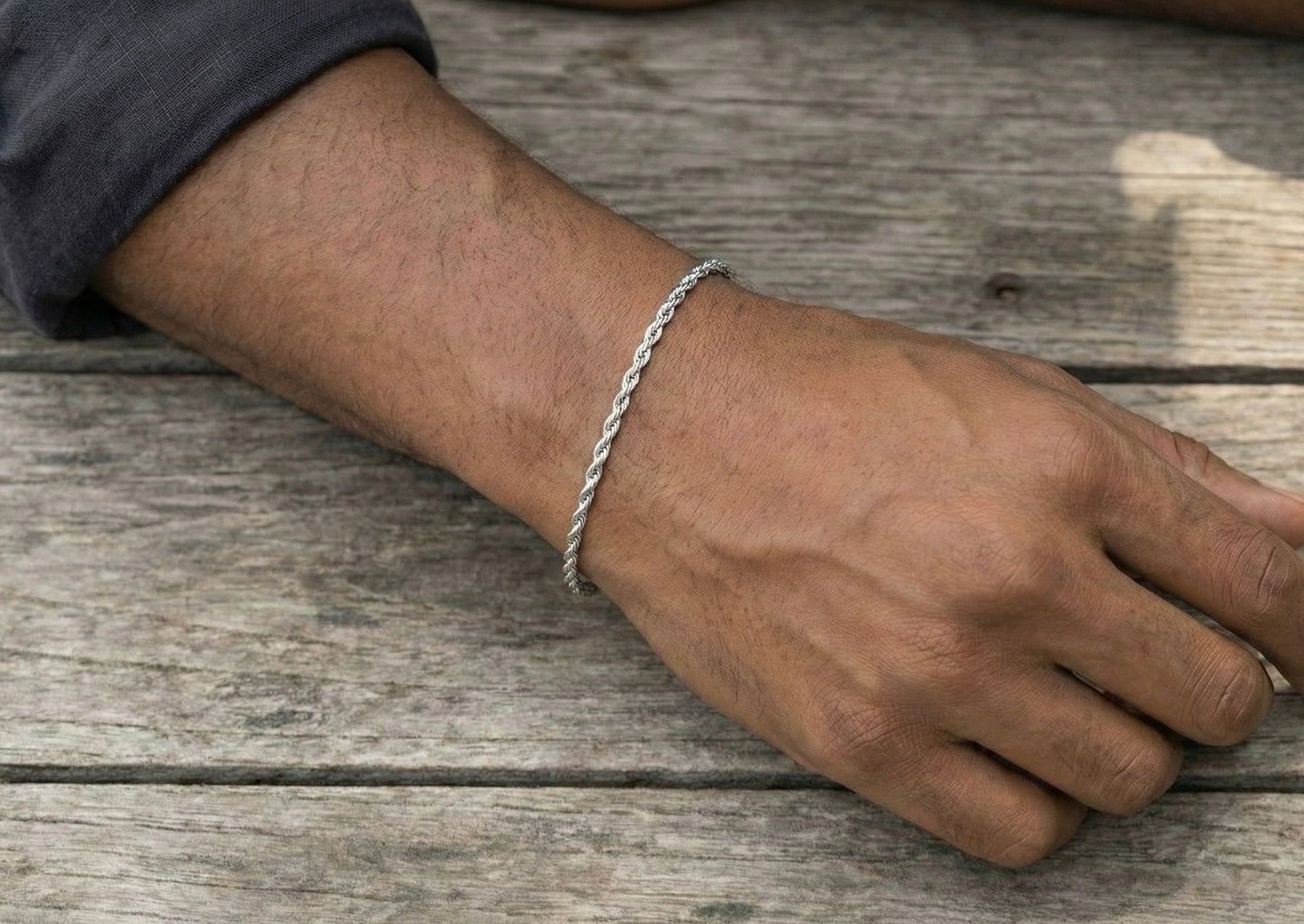 3MM Rope Bracelet In 18K White Gold