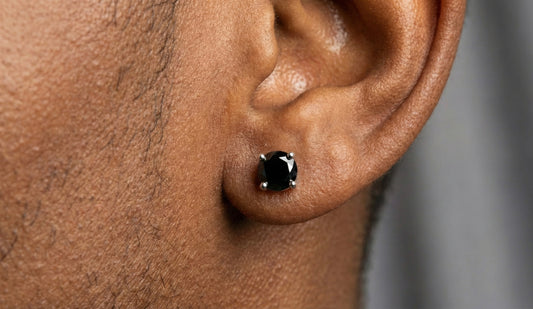 5MM (1Ct) Brilliant Cut Black Moissanite Stud Earrings