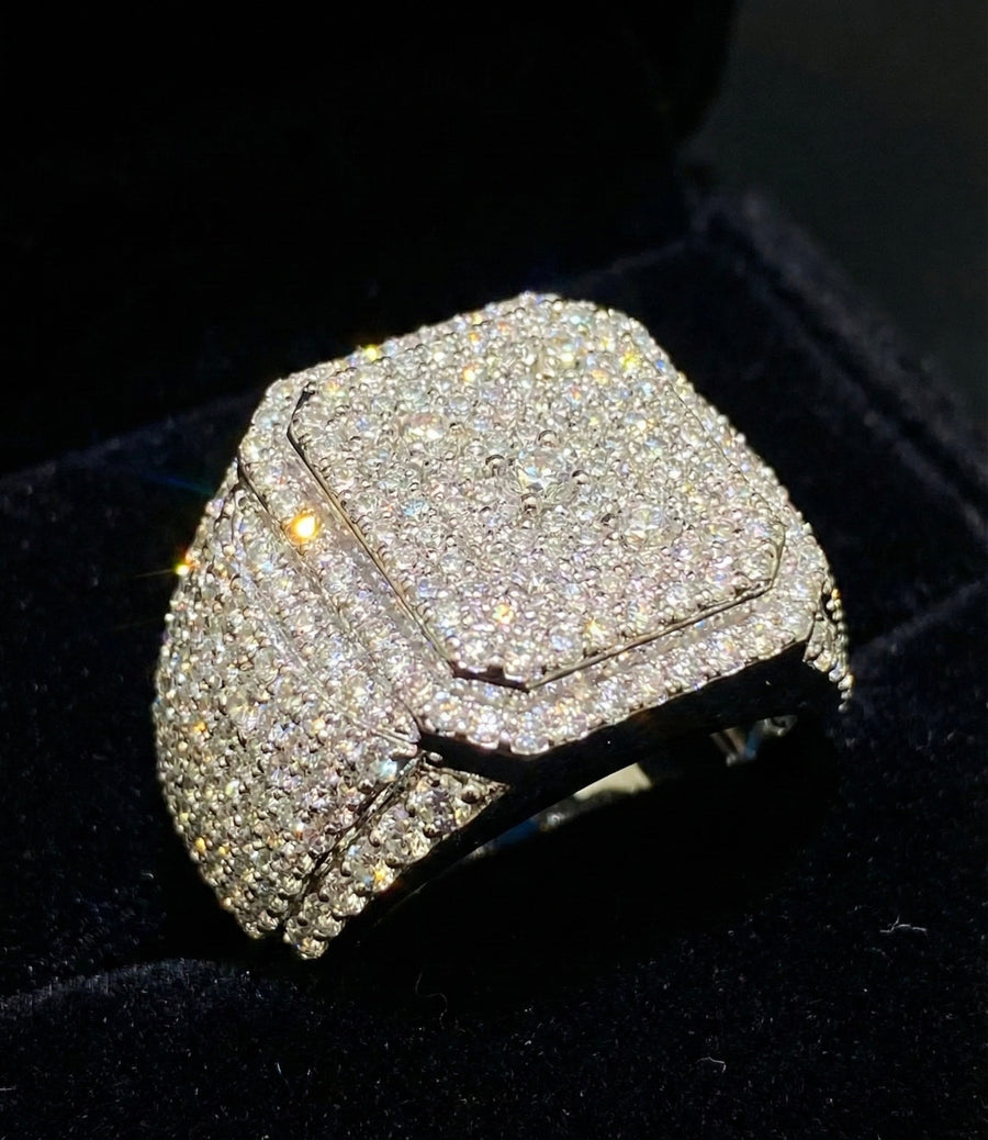 Iced Out Cushion Top Moissanite Ring