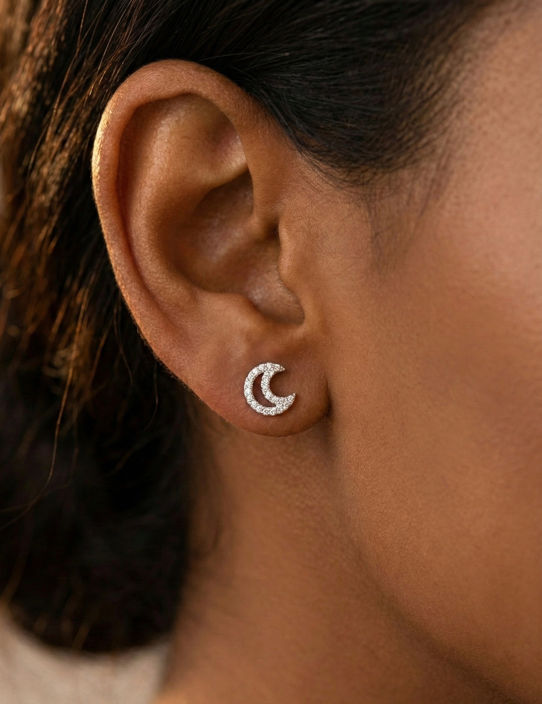 Crescent Moon Moissanite Earrings