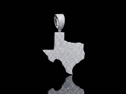 Iced Out Moissanite Texas Map Pendant