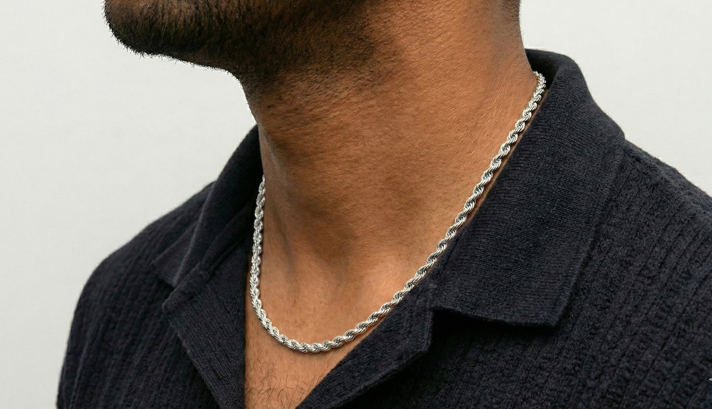 5MM Rope Chain In 18K White Gold