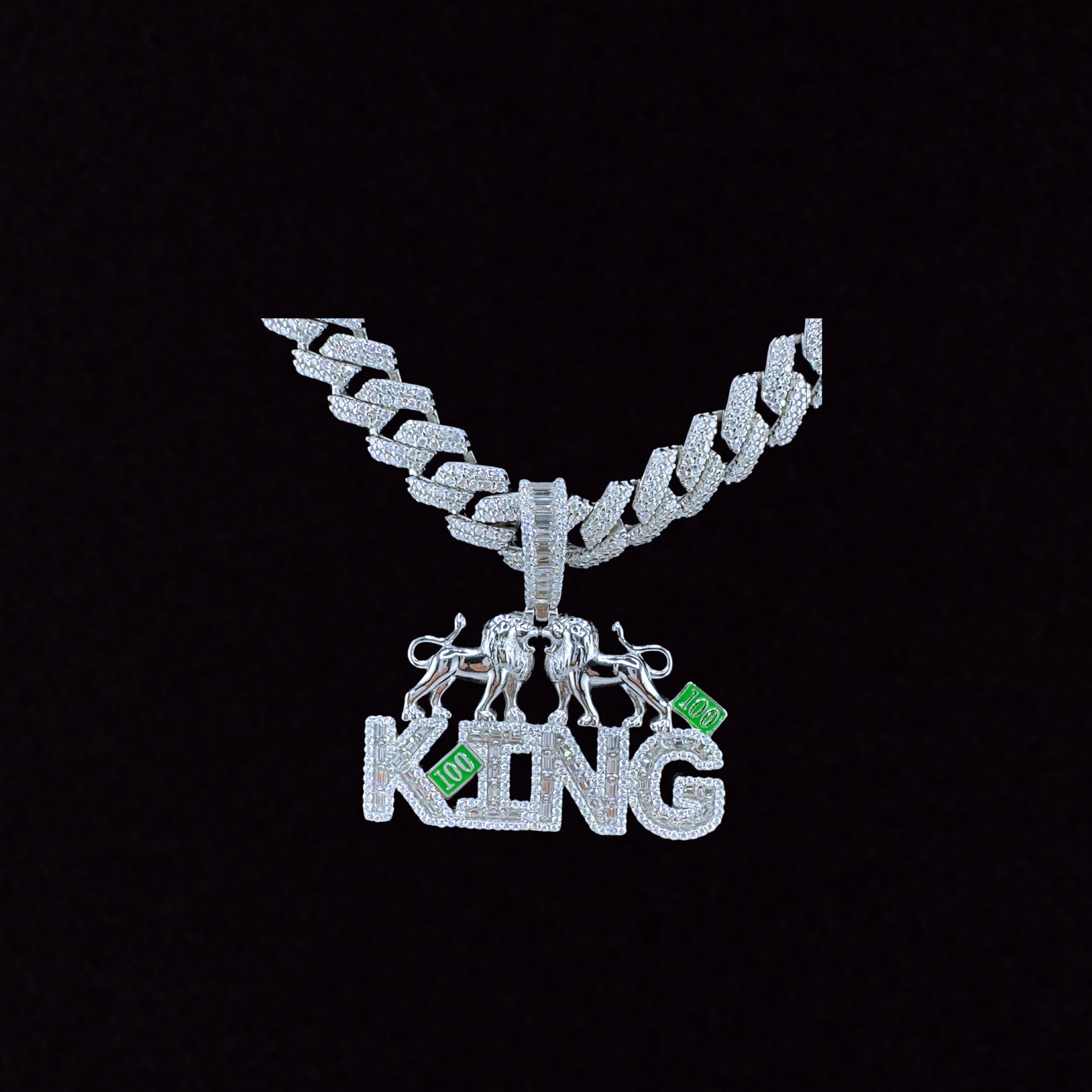Moissanite in 925 Sterling Silver King Pendant