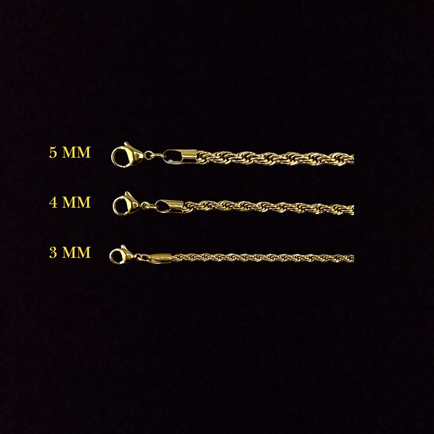 3MM Rope Bracelet in 18K Yellow Gold