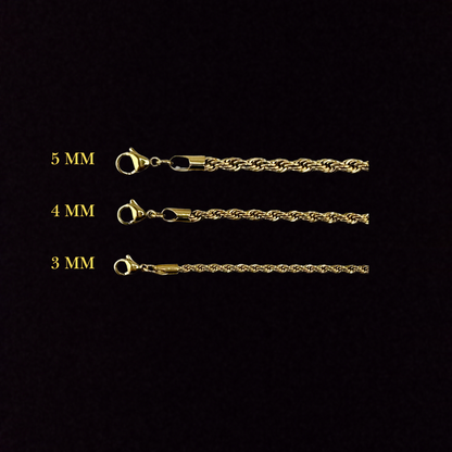3MM Rope Bracelet in 18K Yellow Gold