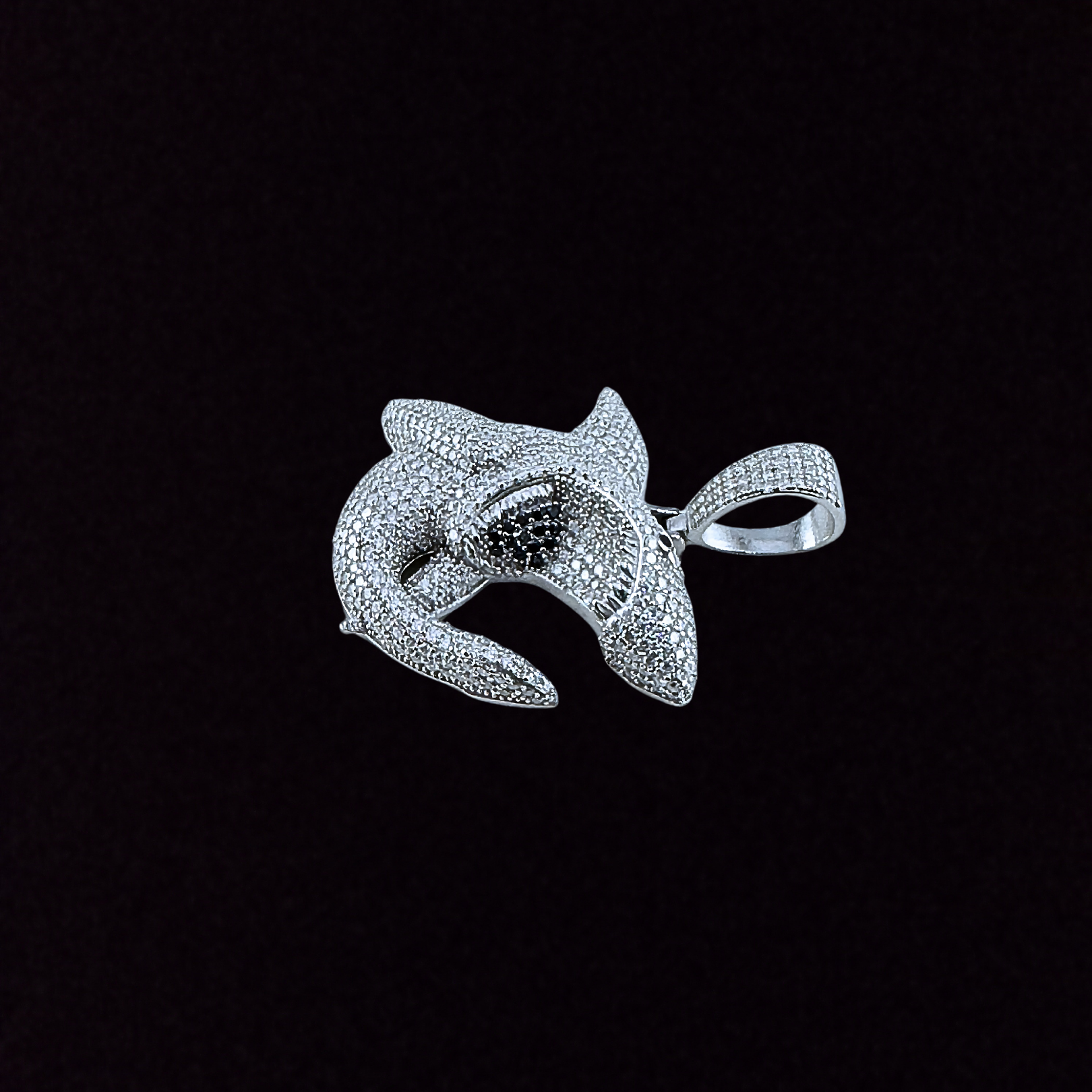 Moissanite in 925 Sterling Silver Shark Pendant