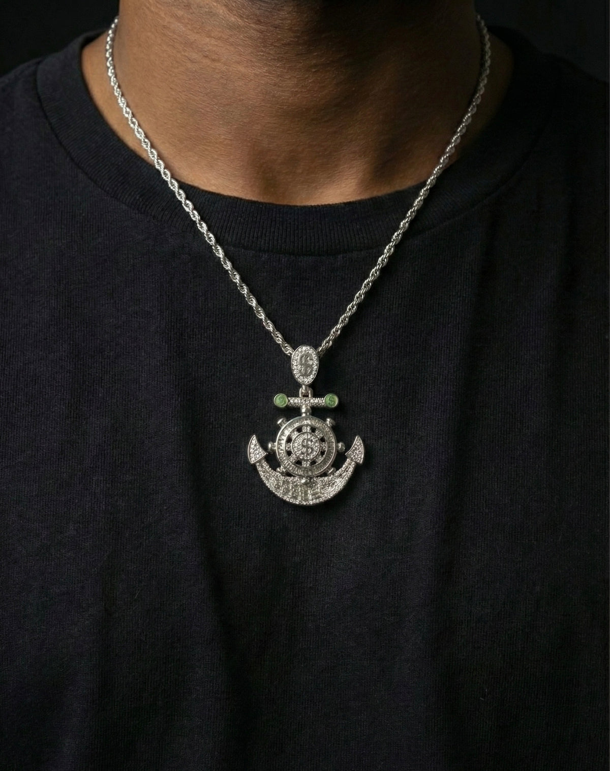 Green Dollar Moissanite Ancher Pendant