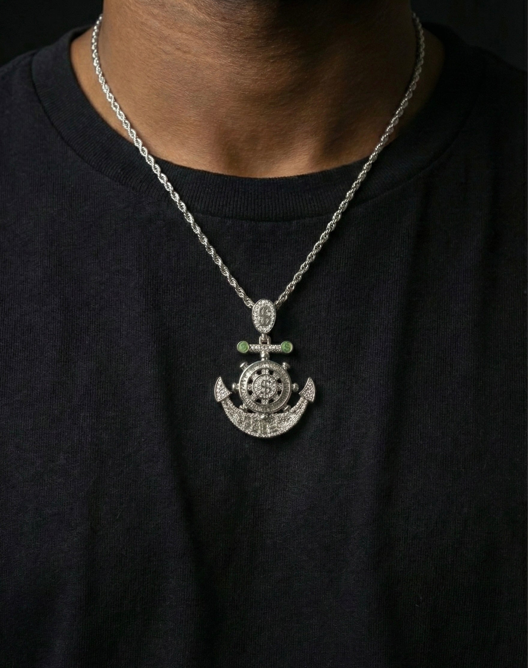 Green Dollar Moissanite Ancher Pendant