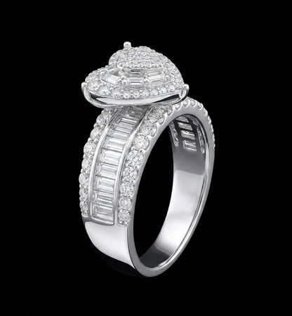 Moissanite Baguette Heart Ring