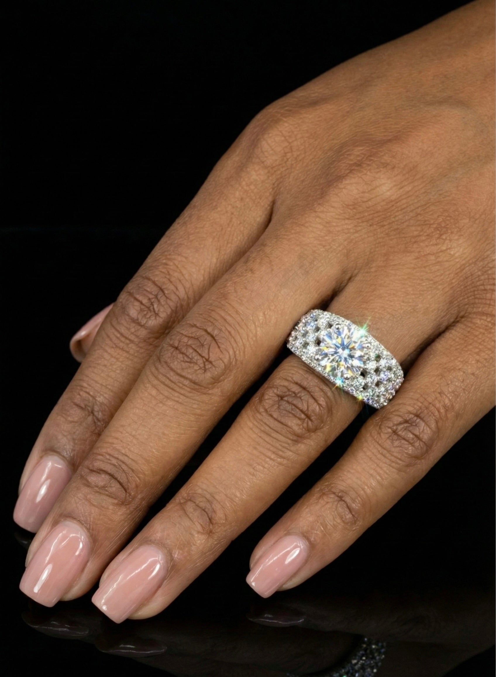 2.5Ct Mosaic Band Moissanite Wedding/Promise Ring