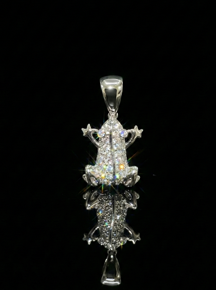 Moissanite Frog Pendant