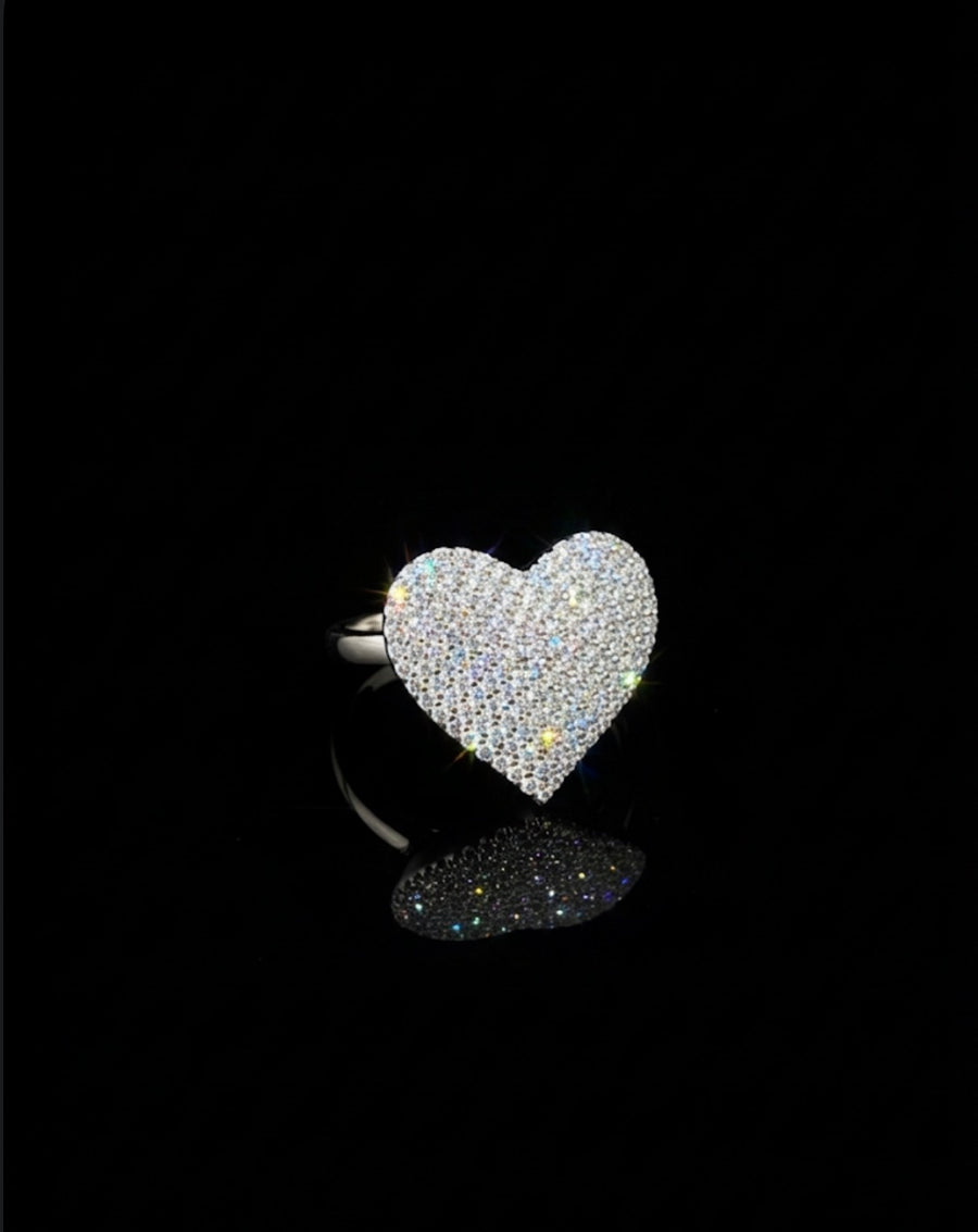 Curved Heart Moissanite Ring