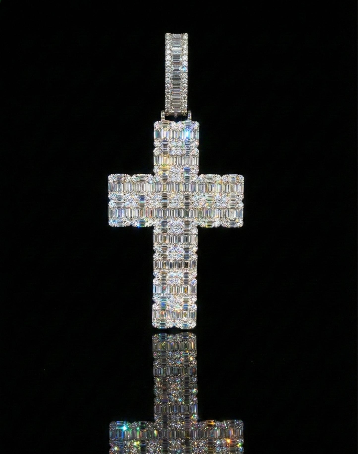 Baguette Cross Moissanite Pendant