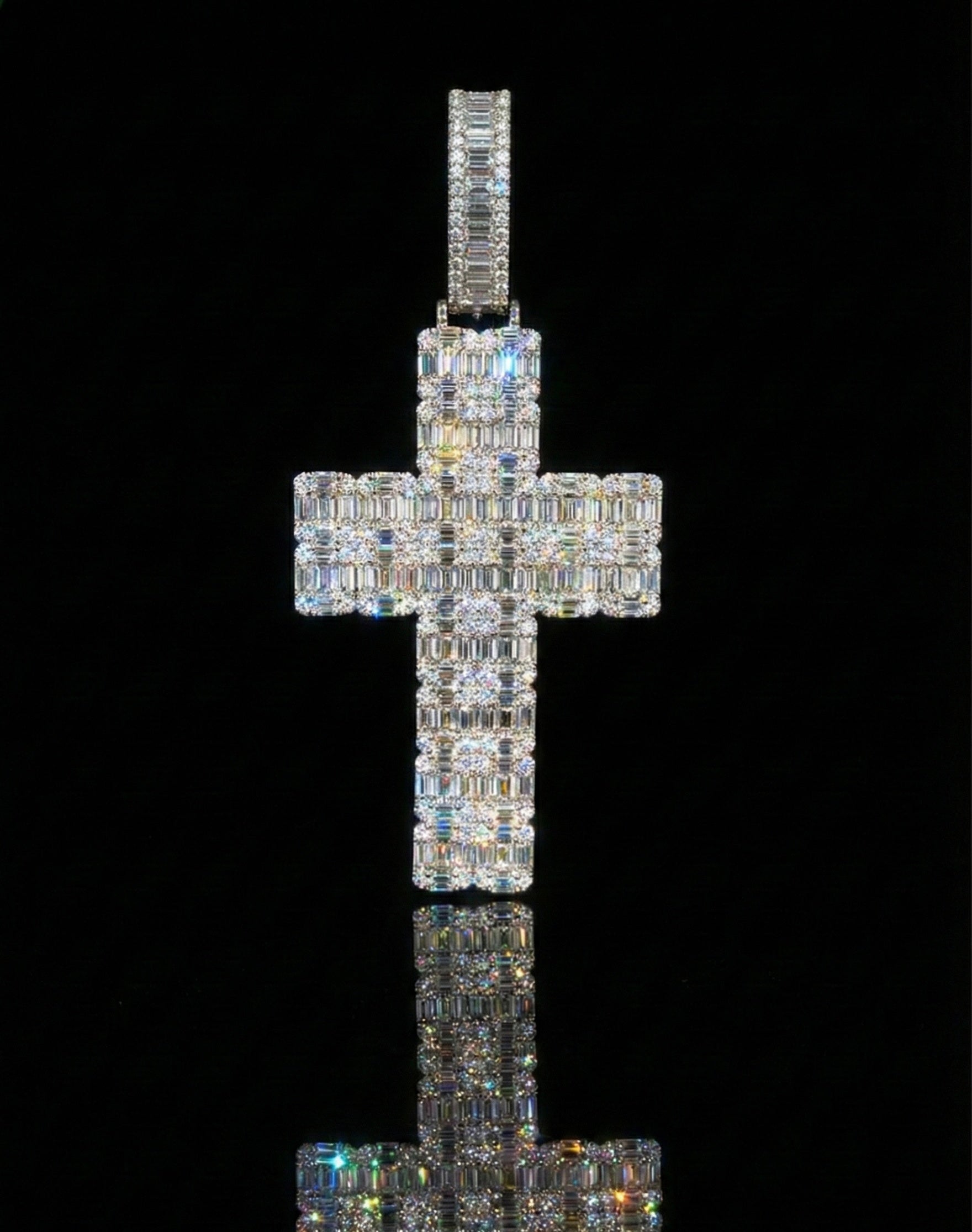 Baguette Cross Moissanite Pendant