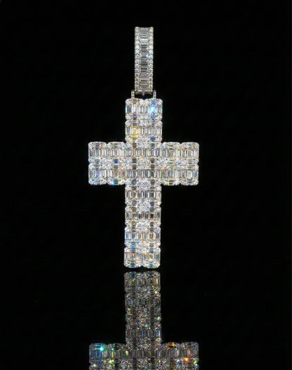 Baguette Cross Moissanite Pendant