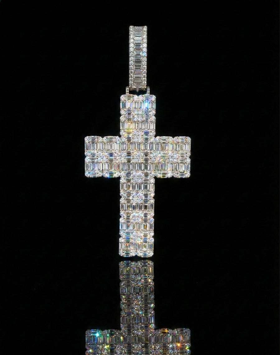 Baguette Cross Moissanite Pendant
