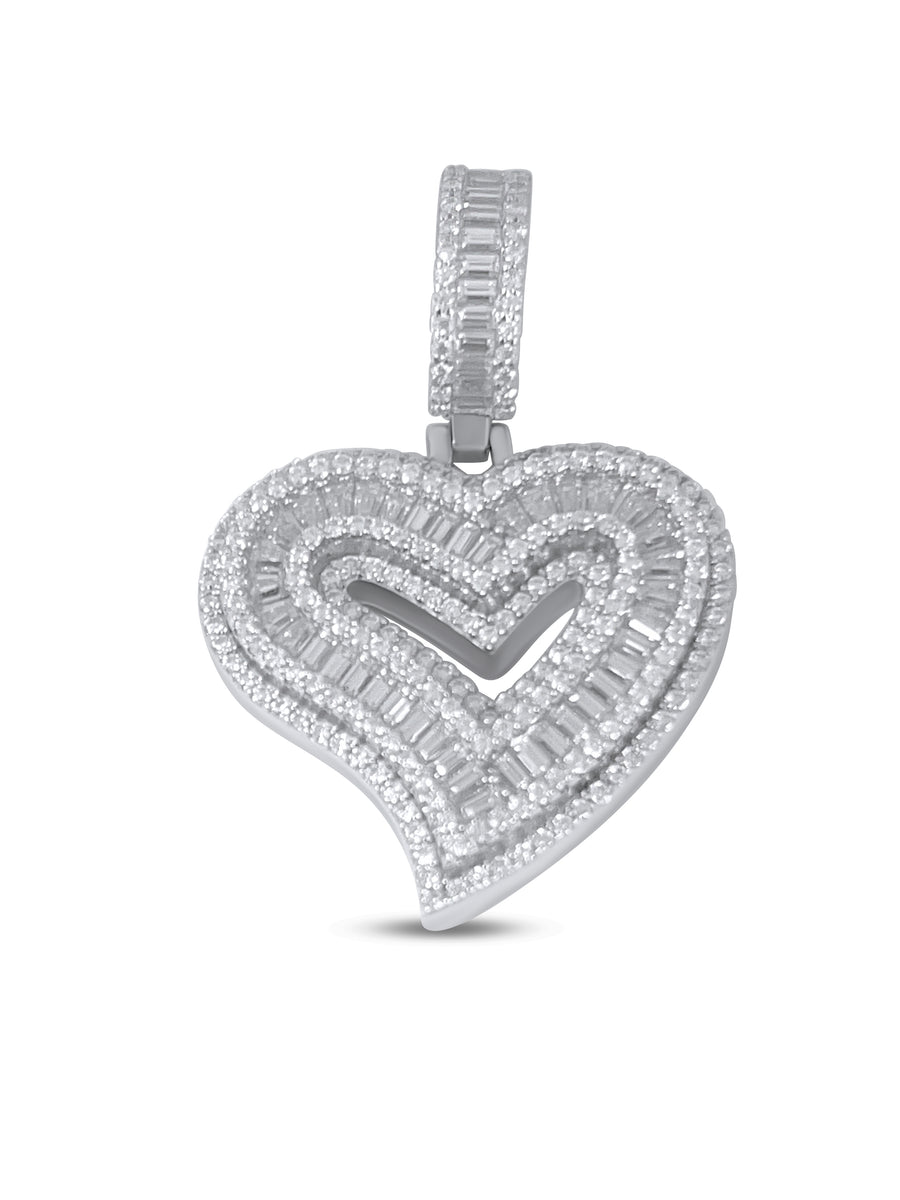 925 Sterling Silver and Moissanite Heart Pendant