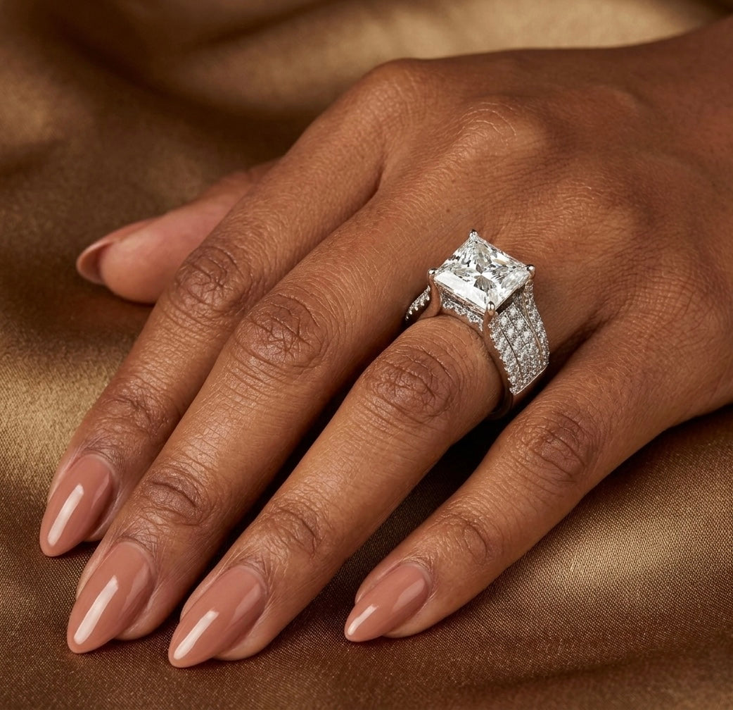 7 Ct Princess Cut  Moissanite Wedding/Promise Ring