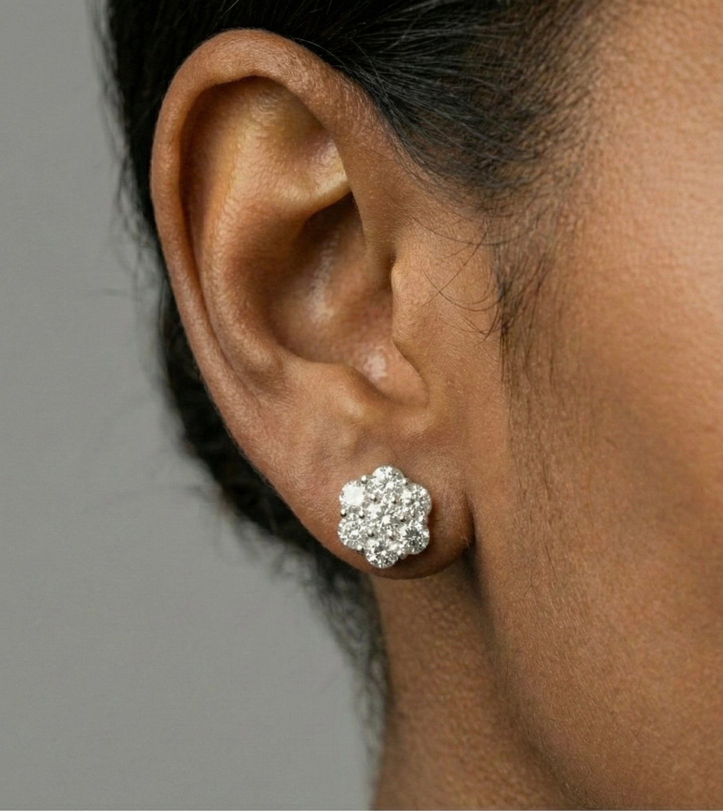 9MM Flower Cluster Moissanite Earrings