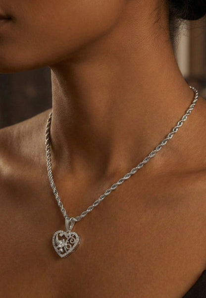 Iced Angel Heart “LOVE” Moissanite Pendant