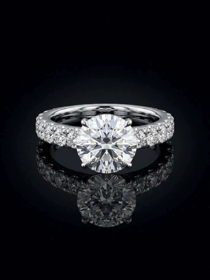 4 Ct Brilliant Cut Eternity Band Wedding/Promise Moissanite Ring