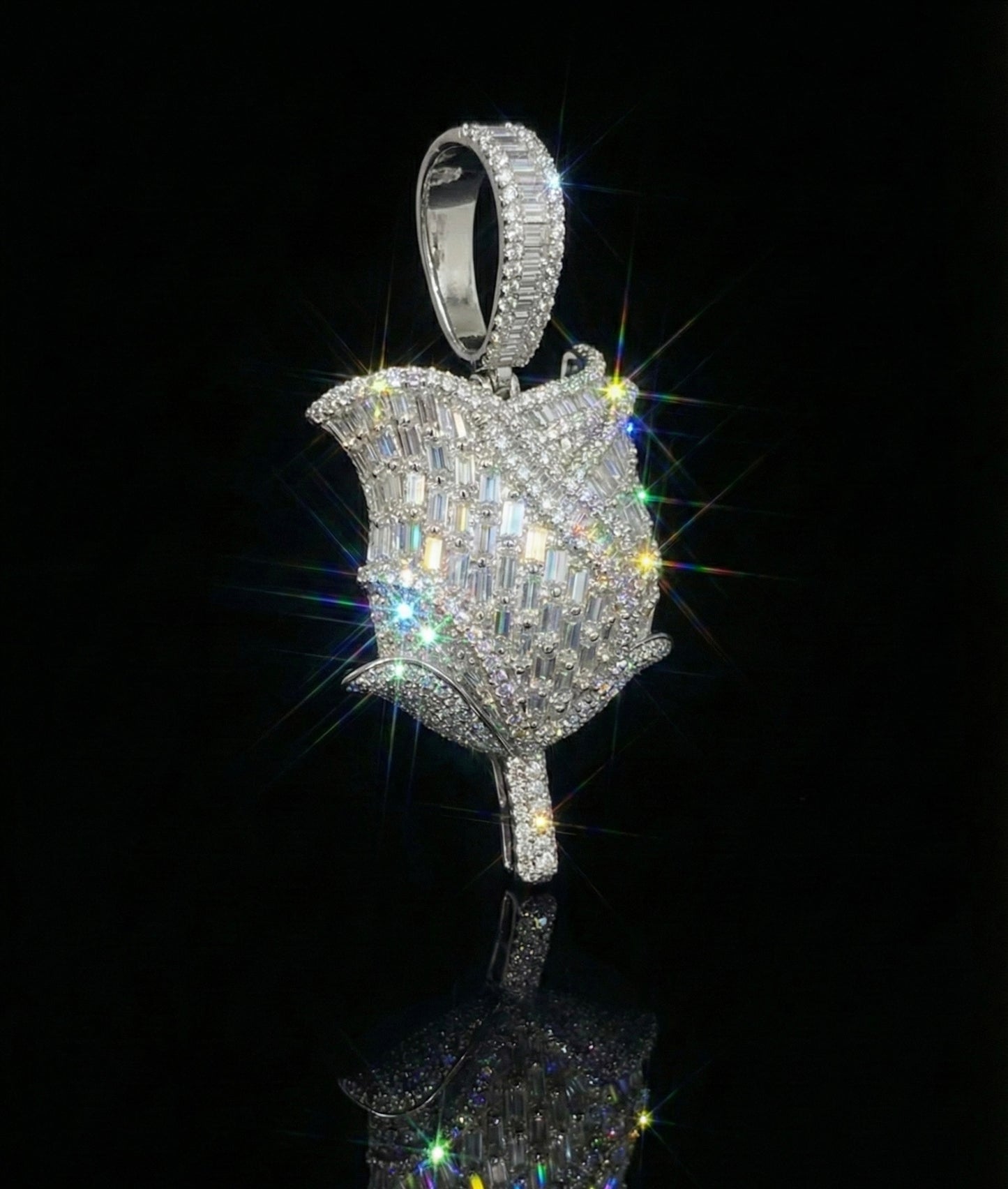 Baguette Rose Moissanite Pendant