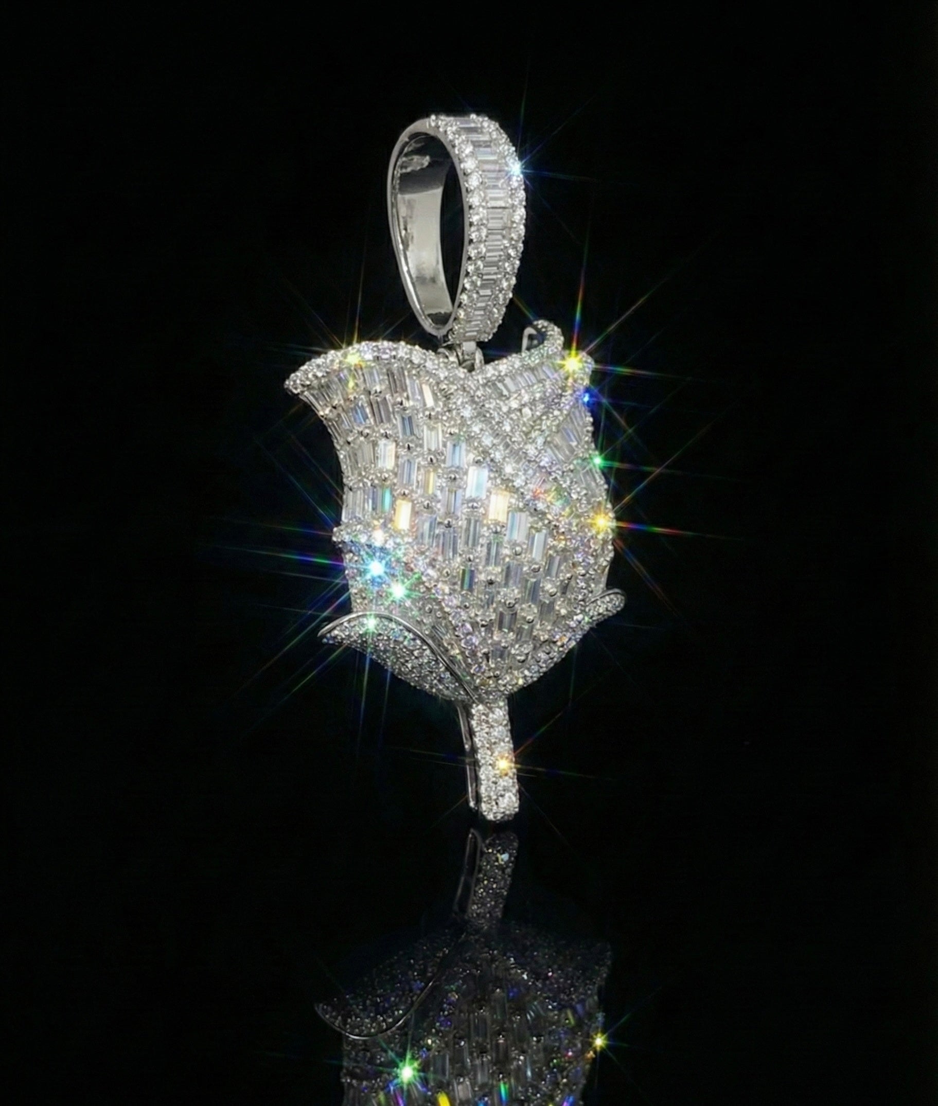 Baguette Rose Moissanite Pendant