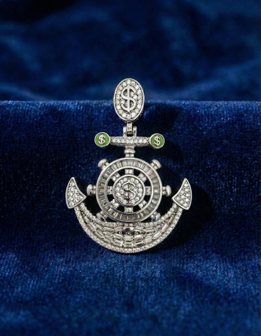 Green Dollar Moissanite Ancher Pendant