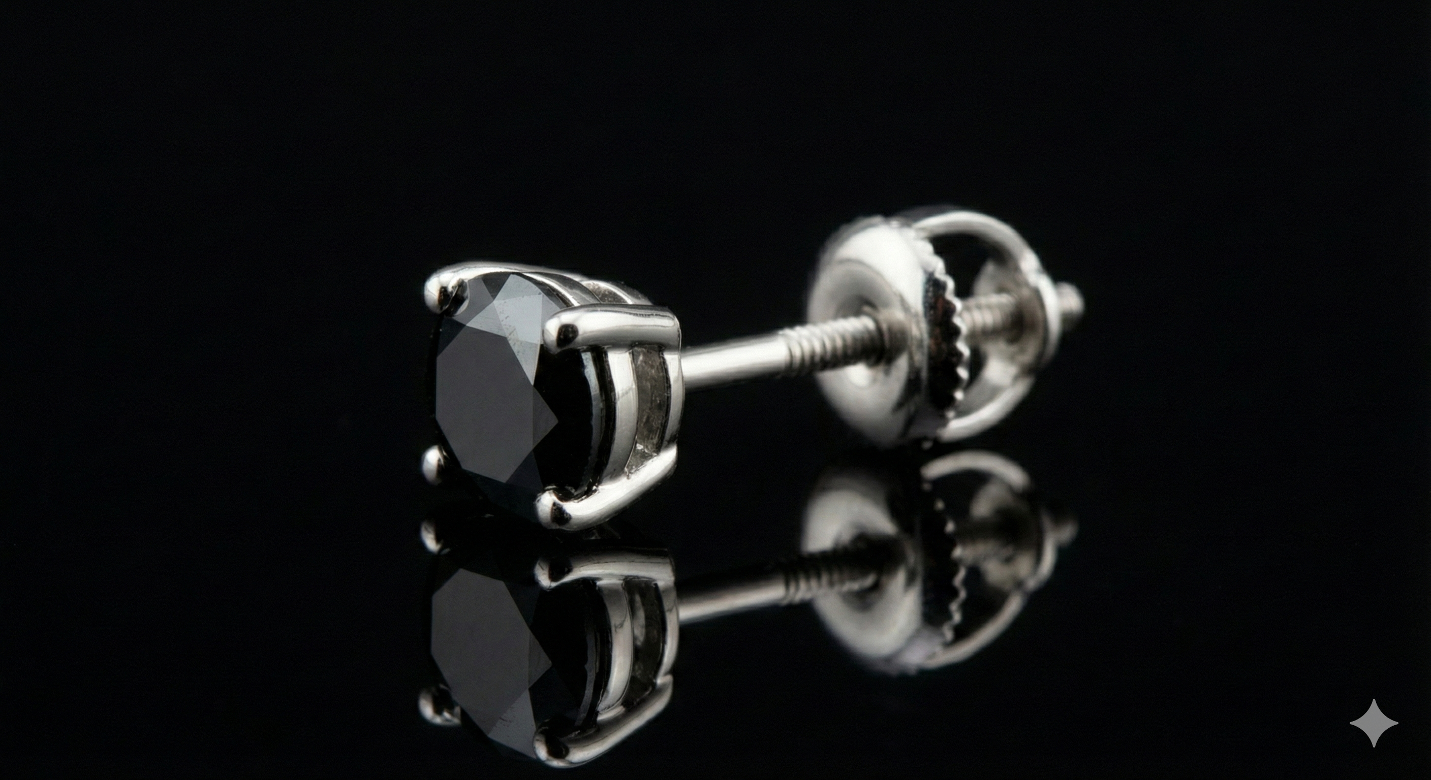 3MM (0.25Ct) Brilliant Cut Black Moissanite Stud Earrings