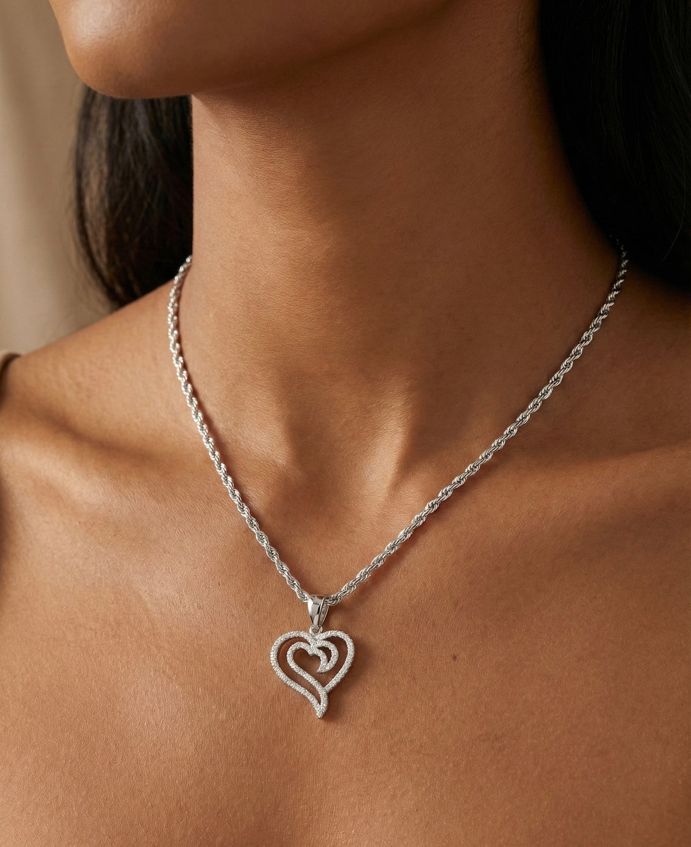 Interlocking Hearts Miossanite Pendant