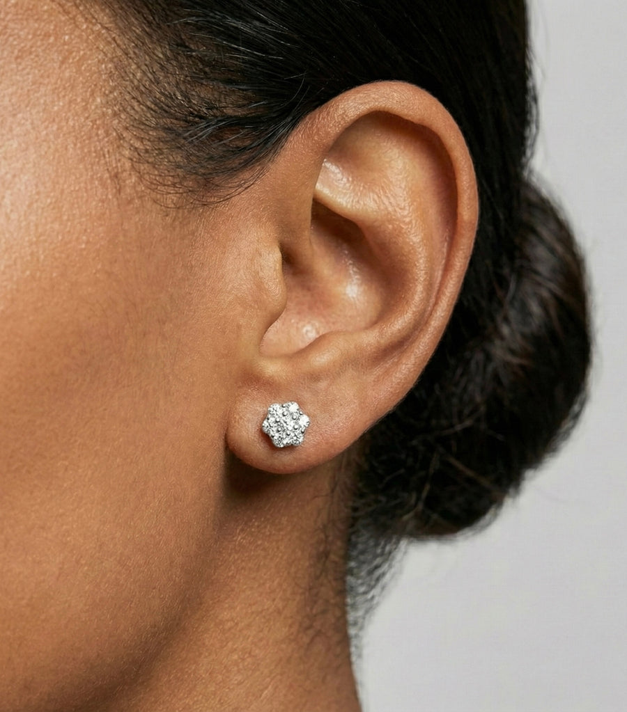 7MM Flower Cluster Moissanite Earrings