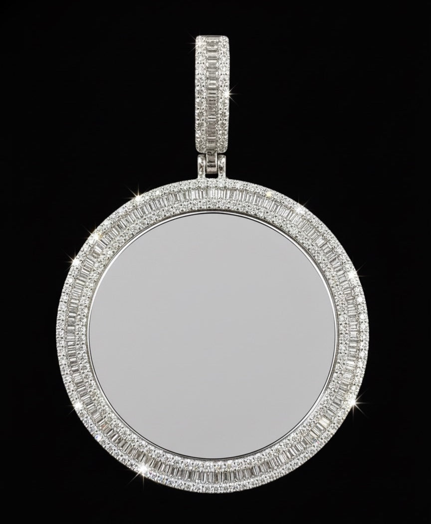 Moissanite Baguette Picture Frame Pendant