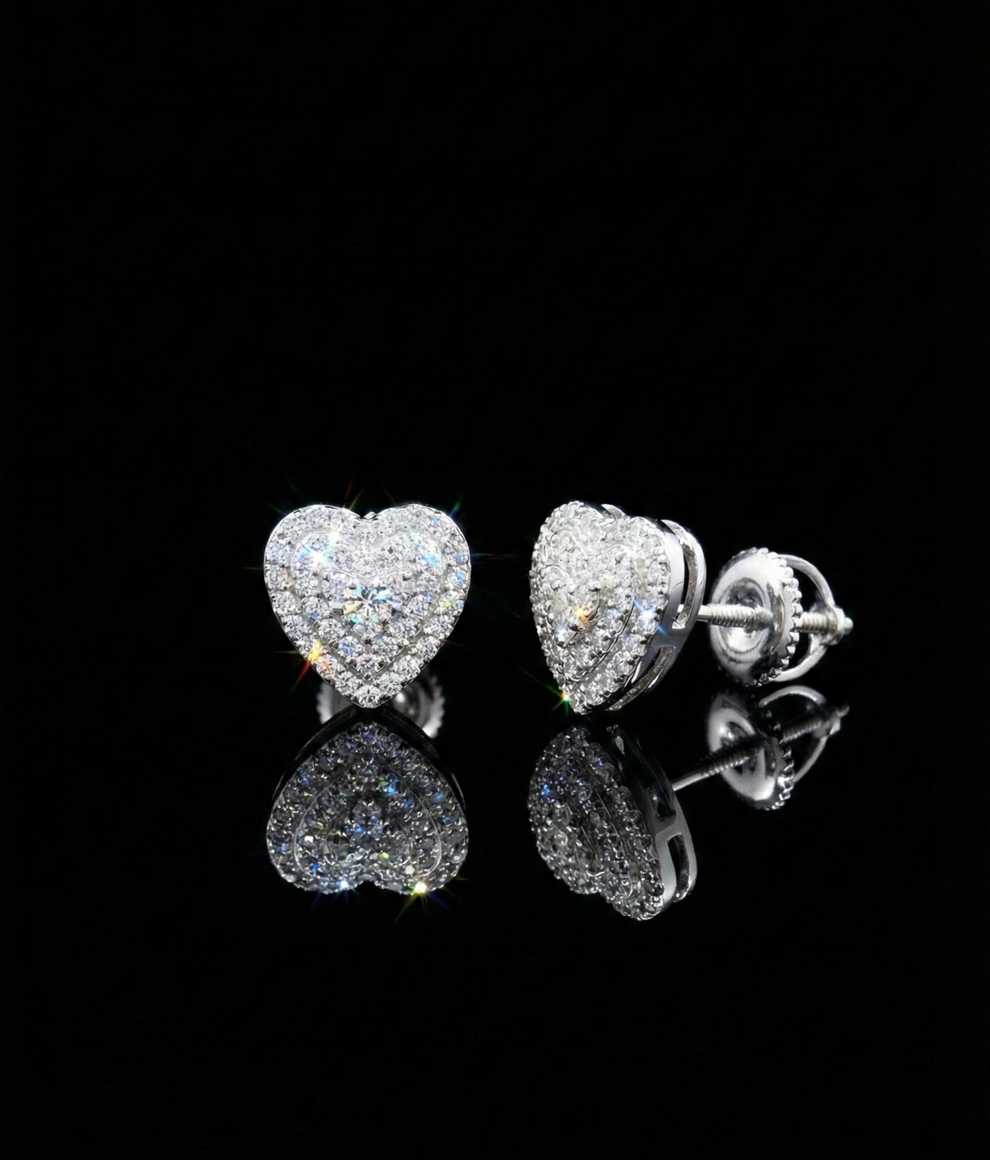 Cluster Heart Moissanite Earrings