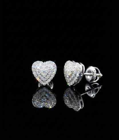 Cluster Heart Moissanite Earrings