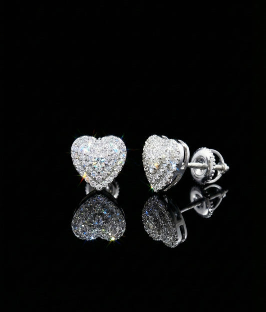 Cluster Heart Moissanite Earrings