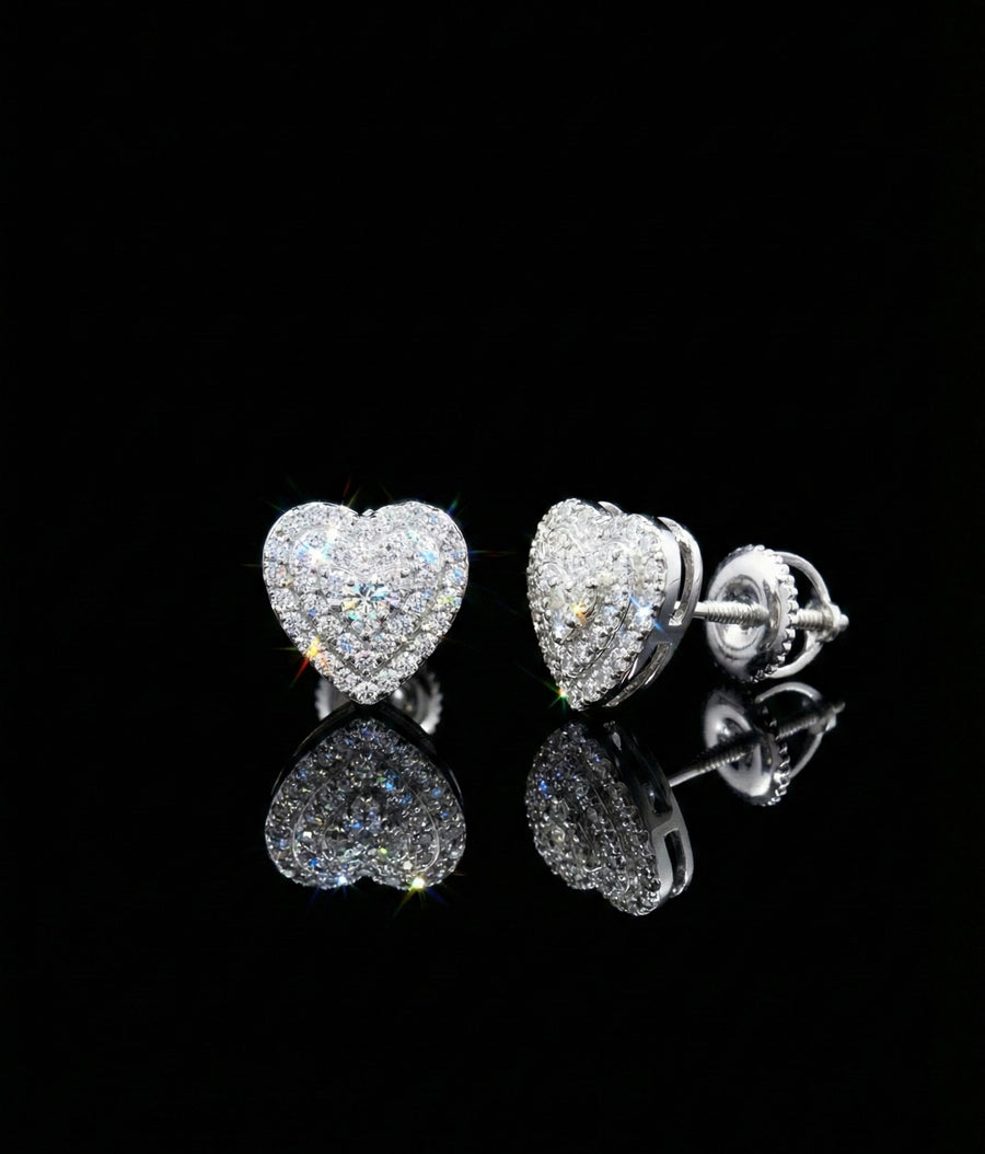 Cluster Heart Moissanite Earrings