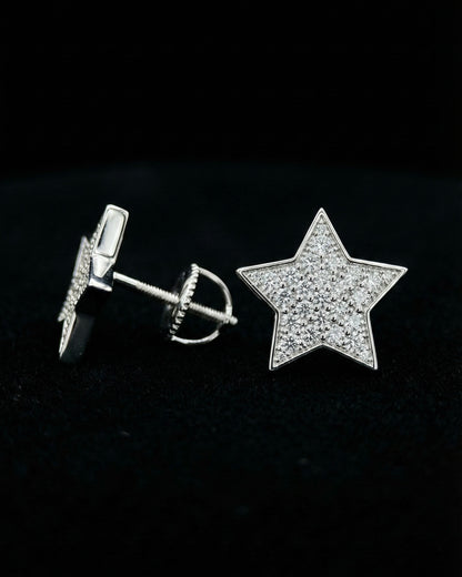 Small 5 Point Star Moissanite Stud Earrings