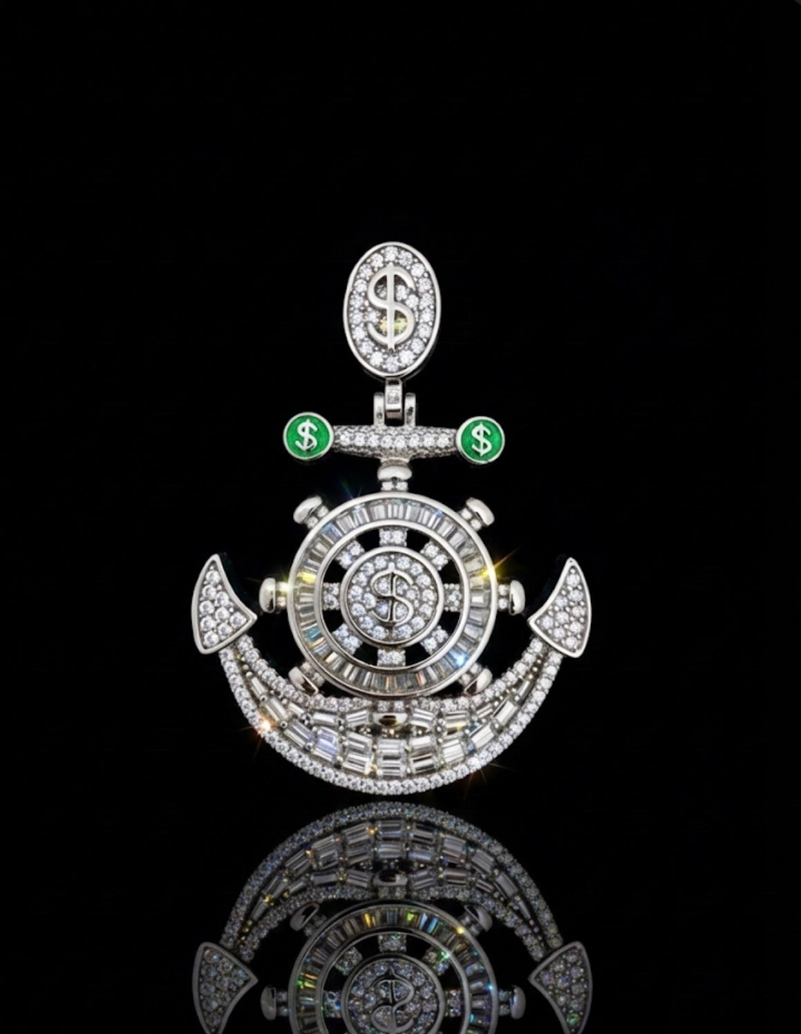 Green Dollar Moissanite Ancher Pendant