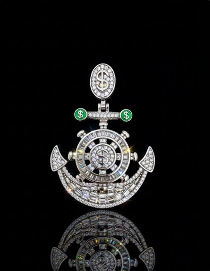 Green Dollar Moissanite Ancher Pendant