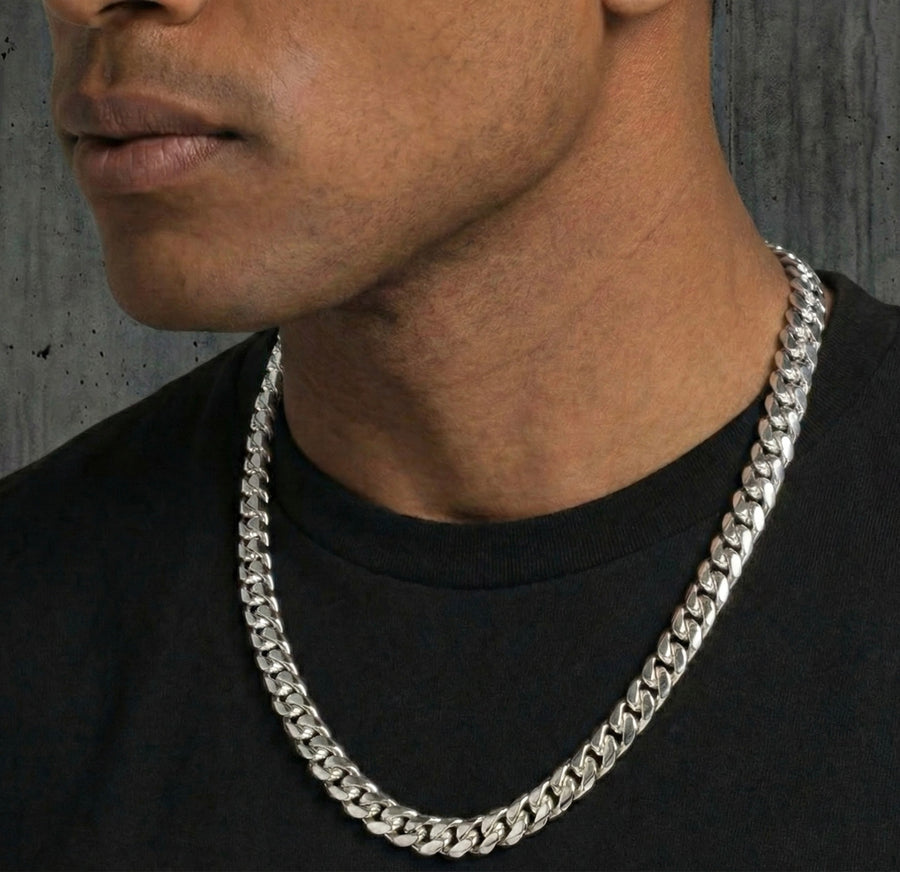 12MM Miami Cuban Chain In 18K White Gold