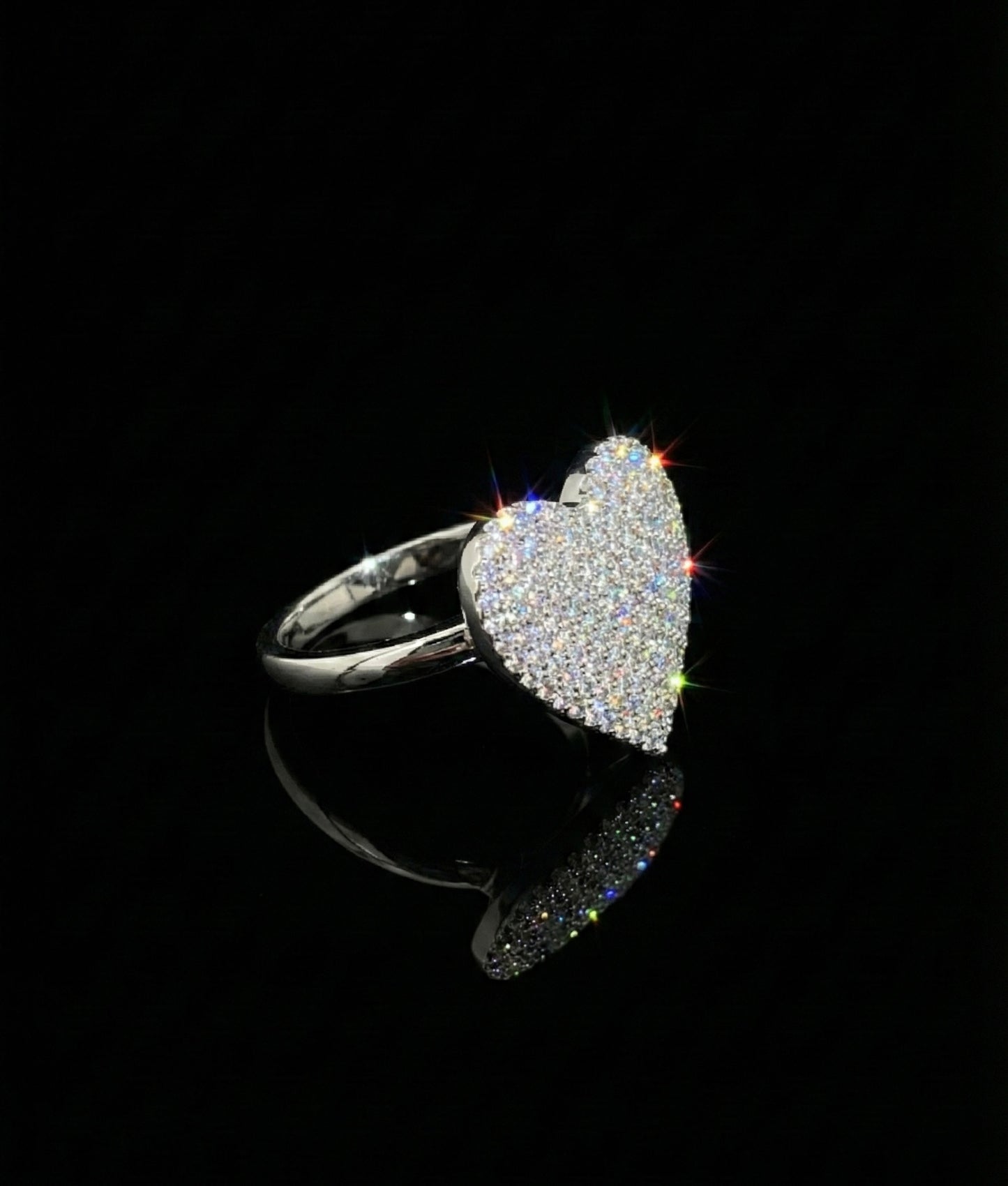 Curved Heart Moissanite Ring