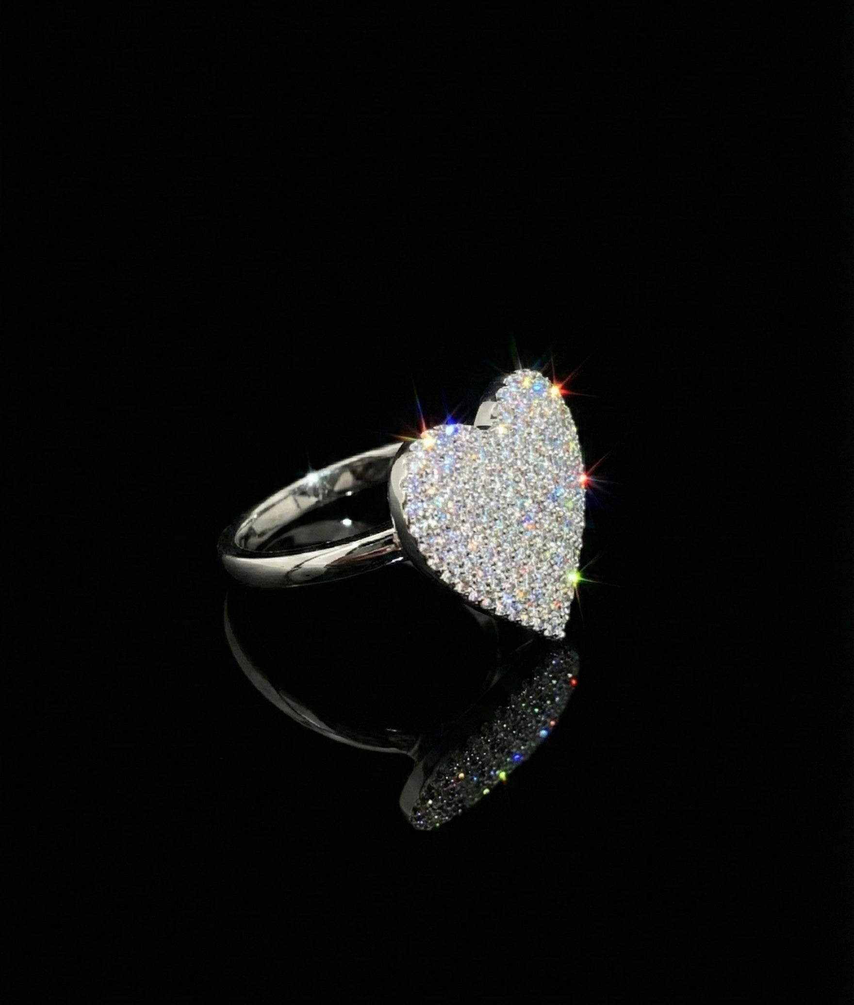 Curved Heart Moissanite Ring