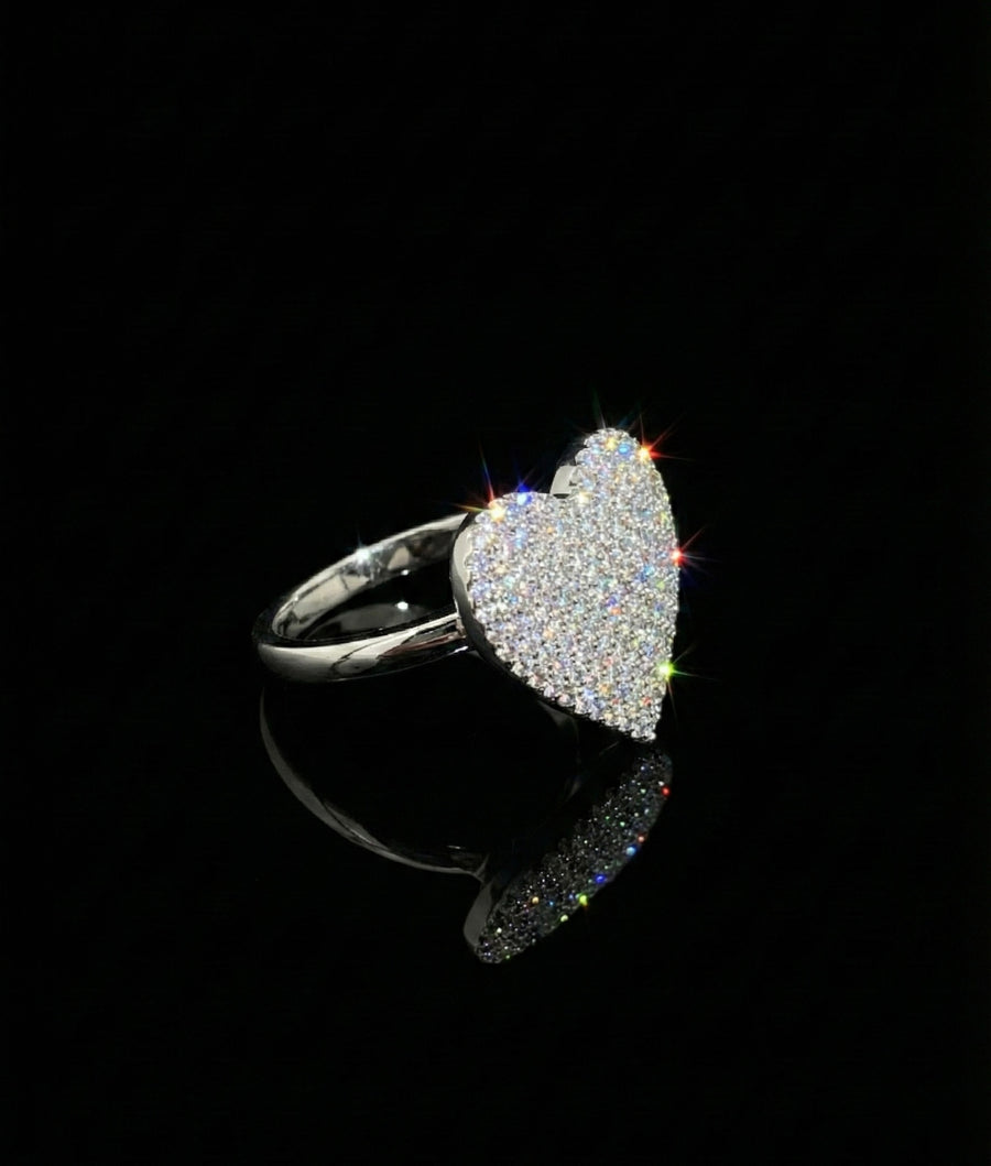 Curved Heart Moissanite Ring