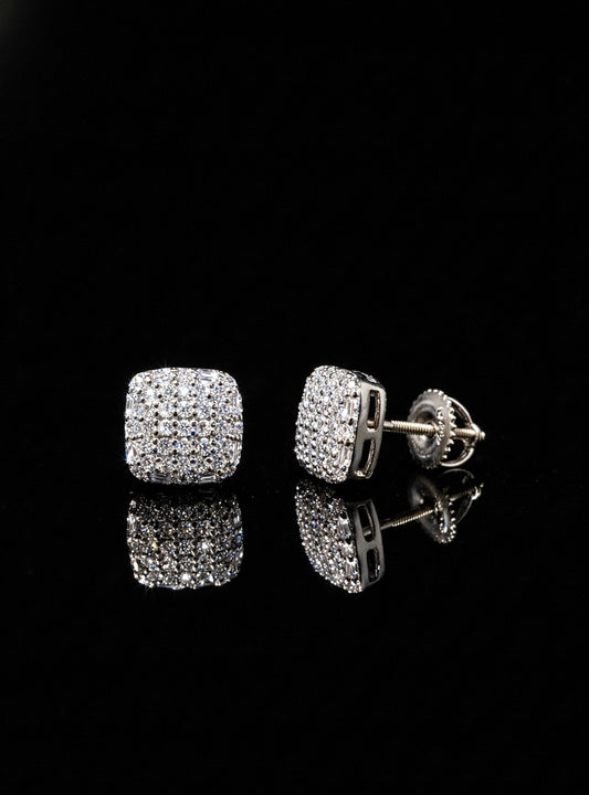 Iced Cushion-Cut Moissanite Earrings