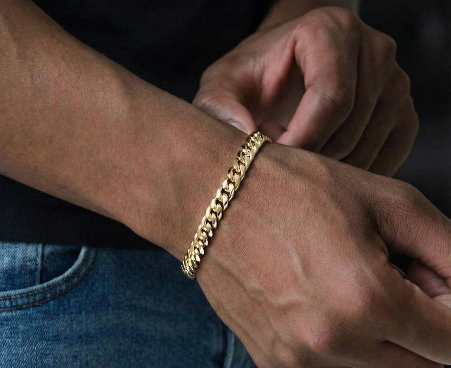 8MM Miami Cuban BraceletIn 18K Yellow Gold