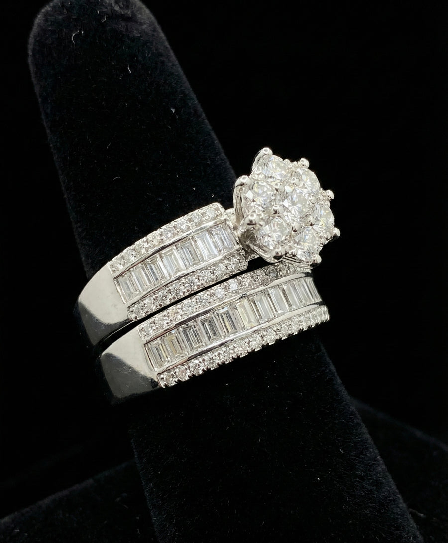 Channel Set Baguettes Cluster Halo Moissanite Ring