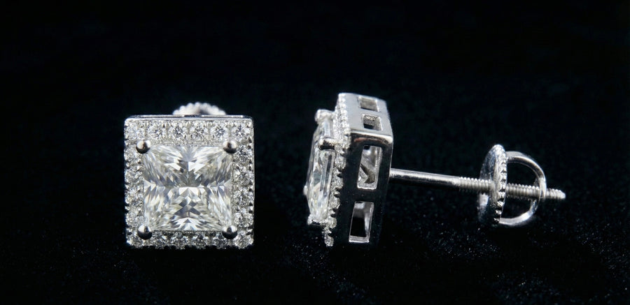 1ct princess cut Square Moissanite Earrings