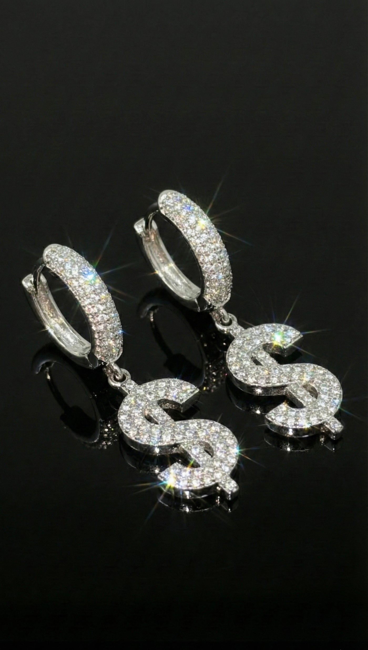 Moissanite Dollar Sign Hoop Earrings